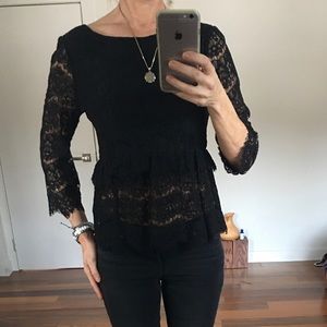 Lace black top By Avant Premiere, size 38 or small